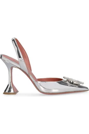 Amina Muaddi 95mm Begum Mirror Leather Slingbacks
