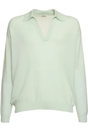 Auralee Fine Cashmere & Silk Knit Skipper Polo