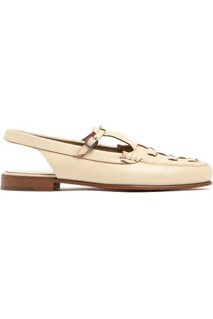 Hereu 15mm Roqueta Leather Slingback Flats