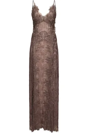 Alberta Ferretti Cotton Blend Lace Long Dress