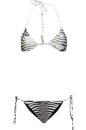 Roberto Cavalli Zebra Printed Triangle Bikini