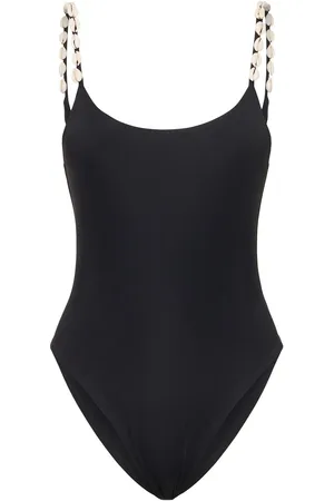 Sara Cristina Sand Lycra One Piece Swimsuit W/ Shells