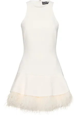 DAVID KOMA Cady Mini Dress W/feather Trim