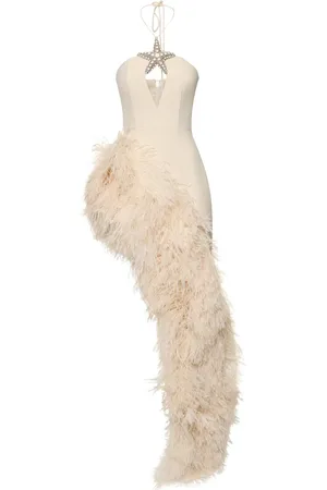 DAVID KOMA Starfish Feathered Cady Mini Dress