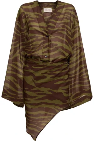 The Attico Zebra Print Muslin Mini Dress