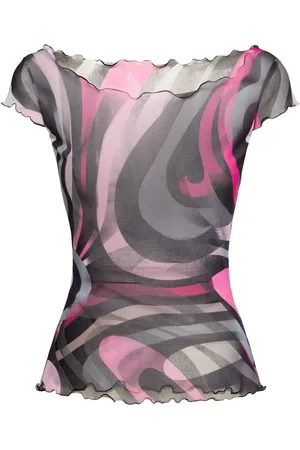 Puccini Printed Tulle Top
