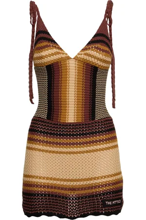 The Attico Printed Crochet Mini Dress