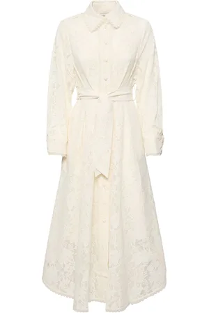 ZIMMERMANN Dawning Pleated Lace Midi Dress