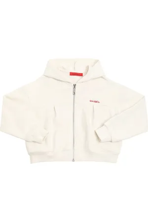 Max&Co. Hooded Cotton Zip-up Cropped Sweatshirt