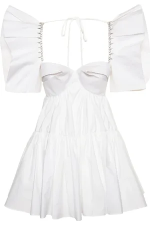AREA Embellished Trim Poplin Mini Dress