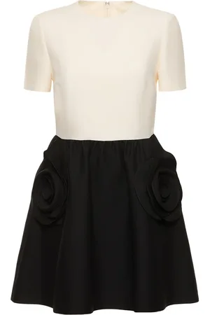 VALENTINO Wool & Silk Crepe Mini Dress W/ Roses
