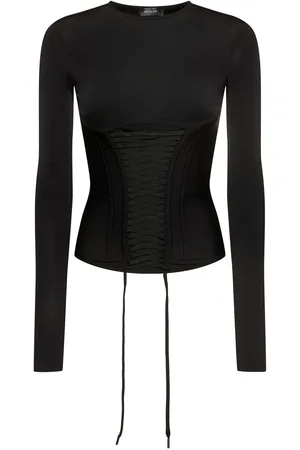 MUGLER Light Shiny Jersey Corset Top