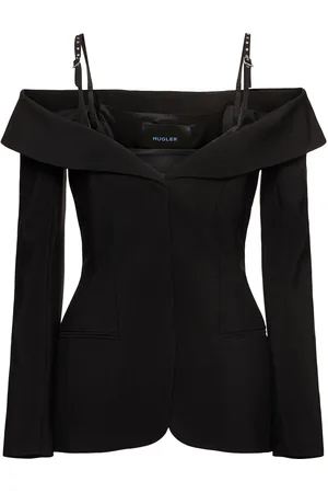 MUGLER Mat Heavy Fluid Off-the-shoulder Blazer
