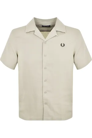 Fred Perry Pique Texture Revere Collar Shirt Ecru