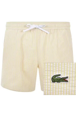 Lacoste Striped Swim Shorts And White