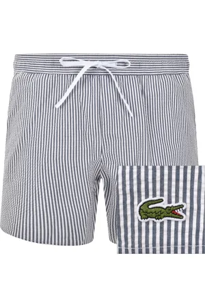 Lacoste Striped Swim Shorts And White