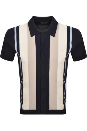 GANT Colour Block Knit Polo T Shirt Evening Blue