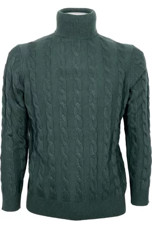 CASHMERE COMPANY Strik, Herre, Grøn, 3XL, Uld, Turtleneck