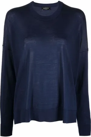 Roberto Collina Strik, Dame, Blå, L, Uld, Sweater