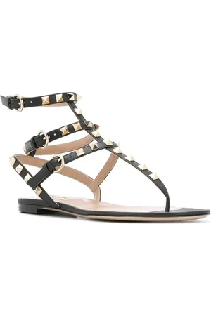 VALENTINO GARAVANI Sko, Dame, Sort, 36 EU, Tyl, Rockstud Flat Flip-flop Sandaler