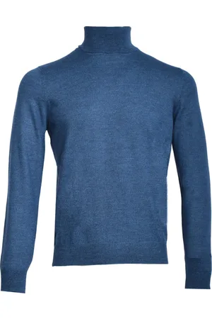 Gran Sasso Strik, Herre, Blå, 2XL, Uld, Turtleneck