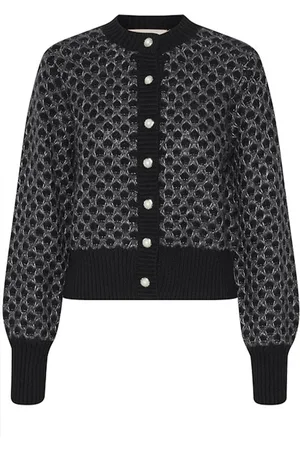 Karen by Simonsen Strik, Dame, Sort, XS, Bomuld, CattieKB Cardigan