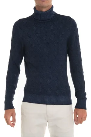 Gran Sasso Strik, Herre, Blå, 3XL, Uld, Turtleneck Pullover