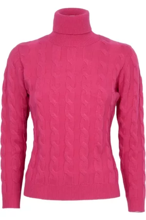 CASHMERE COMPANY Strik, Dame, Lyserød, L, Uld, Turtleneck