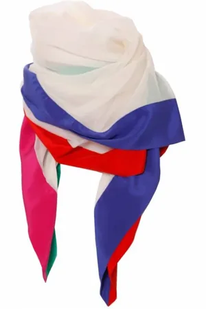 Saint Laurent Pre-owned, Dame, Hvid, ONE SIZE, Pre-owned Vintage square scarf with colored edges