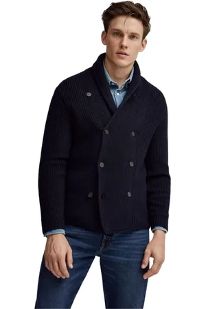 Hackett Strik, Herre, Blå, 2XL, Uld, Fisherman Rib Cardigan