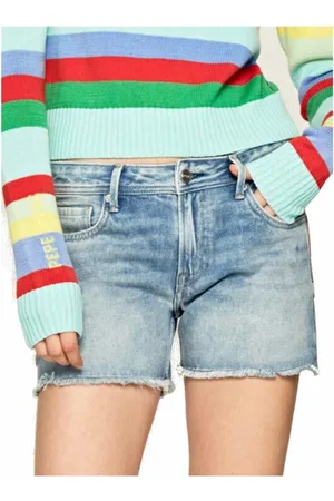Pepe Jeans Shorts, Dame, Blå, W24, Bomuld, Shorts Bordados trasher Rainbow