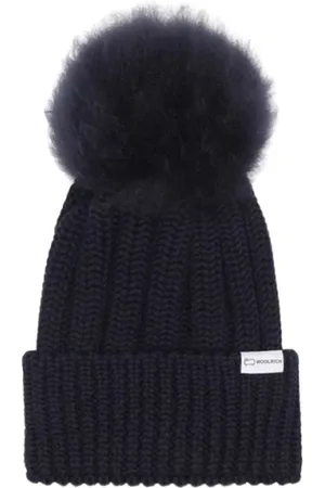 Woolrich Tilbehør, Dame, Blå, S, Uld, Logo-Patch Beanie