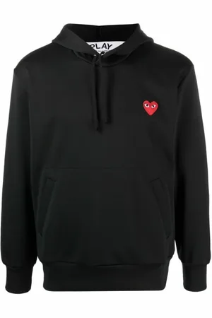 Comme des Garçons Sweathshirts & Hoodies, Herre, Sort, XL, Uld, Heart Applique Hoodie