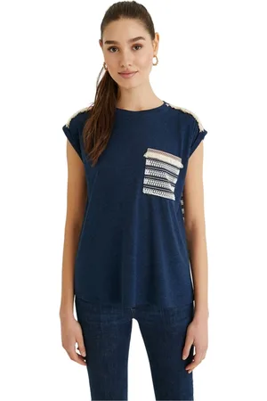 Desigual Top, Dame, Blå, L, Uld, T-shirt