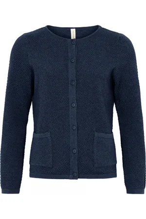 Skovhuus Strik, Dame, Blå, 2XL, Bomuld, Cardigans