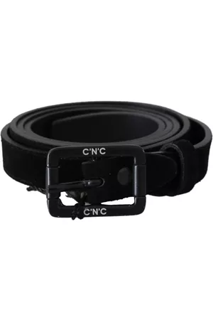 Costume National Tilbehør, unisex, Sort, 100 CM, Læder, Leather Velvet Buckle Waist Belt