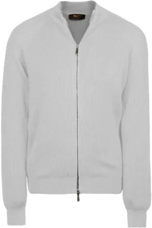 MOORER Strik, Herre, Hvid, S, Bomuld, Knitwear