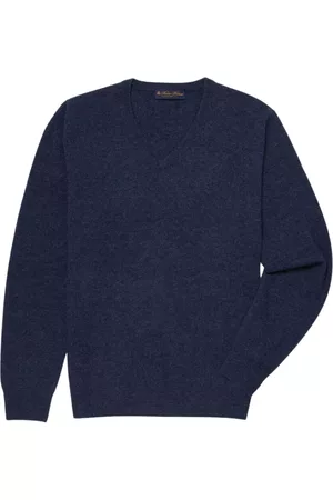 Brooks Brothers Strik, Herre, Blå, XL, Uld, Uld og Cashmere V-hals Sweater