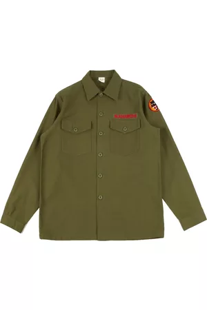 Maharishi Skjorte, Herre, Grøn, XL, Bomuld, Panther broderet skjorte bomuldsregn twill