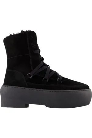 Gia Borghini Sko, Dame, Sort, 40 EU, Læder, Chunky Sole Lace-Up Støvler i sort læder