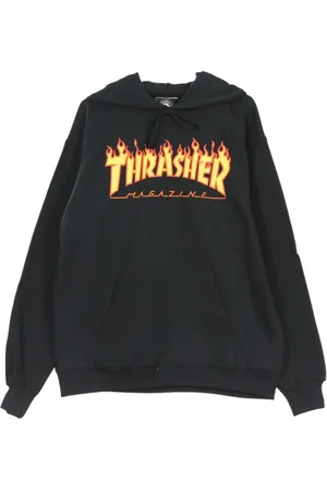 Thrasher Sweathshirts & Hoodies, Herre, Sort, XL, Bomuld, Flamehoodie