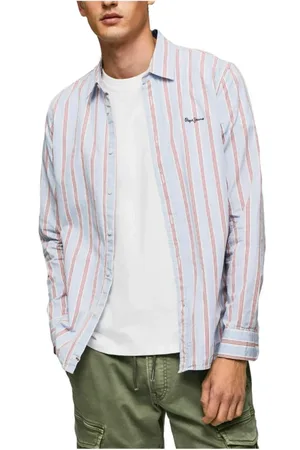 Pepe Jeans Skjorte, Herre, Blå, L, Bomuld, Afslappede skjorter