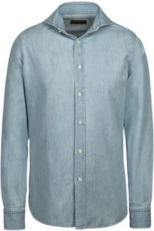 MOORER Skjorte, Herre, Blå, XL, Bomuld, Casual skjorte
