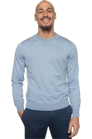 CANALI Strik, Herre, Blå, 5XL, Bomuld, Rundhalset Pullover