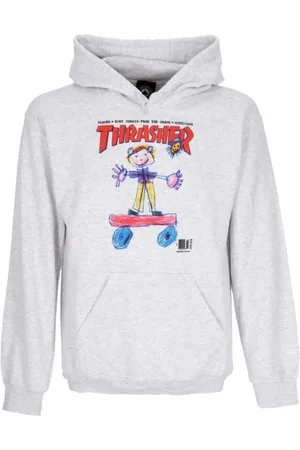 Thrasher Sweathshirts & Hoodies, Herre, Grå, XL, Uld, Hættetrøjer