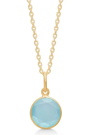 Frk Lisberg Tilbehør, Dame, Gul, S, Kattehalskæde Aqua Chalcedon