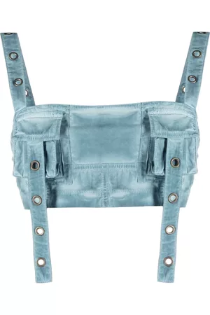 BLUMARINE Top, Dame, Blå, S, Bomuld, Ærmeløse toppe