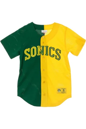 Mitchell & Ness Top, Herre, Grøn, S, Uld, Tee split mesh -knap front seasup
