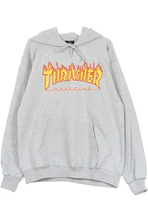 Thrasher Sweathshirts & Hoodies, Herre, Grå, XL, Uld, Flamehoodie