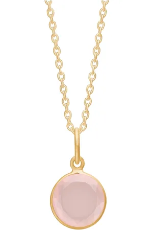 Frk Lisberg Tilbehør, Dame, Gul, S, Kattehalskæde Rosa Chalcedon